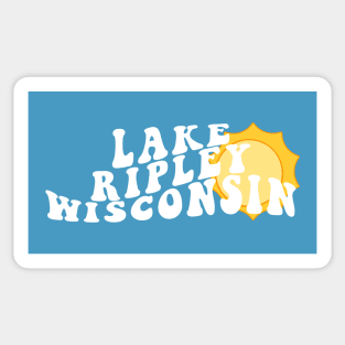 Sunshine in Lake Ripley Wisconsin Retro Wavy 1970s Summer Text Sticker